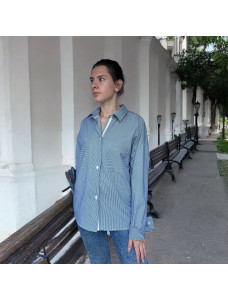 Жіноча сорочка оверсайз в синю полоску